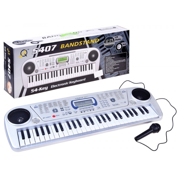 Detské klávesy MQ5407 s mikrofónom 54 klávesov strieborné